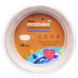 Oddy Ecobake Cooking Paper Tray for Frying Pan Steamer Airfryer & More - 7 Inch Base + 1.96 Inch Walls 120 Pcs