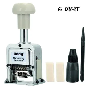 Oddy Automatic 6 Digit Numbering Machine with Digit Pen  for Consecutive Repeat & Duplicate Numbering
