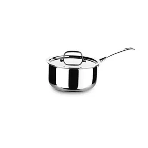 Crystal TriPro -Triply Stainless Steel Saucepan with Lid - 16 cm (Induction Bottom) Silver (CTP-SP-002)