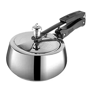 Vinod 18/8 Stainless Steel Sandwich Bottom Handi Shape Inner Lid Europa Pressure Cooker - 2 Litres (Induction and Gas Stove Friendly) ISI Certified - Silver (2 Years Warranty)