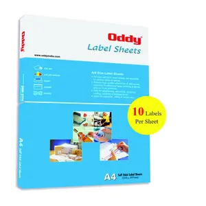 Oddy A4 Paper Label Stickers for Laser & Inkjet Printers- 10 Labels per Sheet - Pack of 100 Sheets for Shipping Address Folders Industrial use