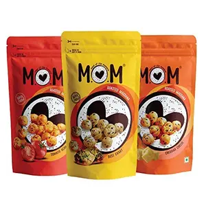 Meal of The Moment Makhana Desi Chaat Super Pack 1 and Meal of The Moment Makhana Tomato Achaari Pack 1 Meal of The Moment Cheddar Cheese Pack 1 60g Each
