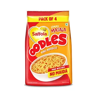 Saffola Oodles Instant Noodles Ring Shape Yummy Masala Flavour No Maida Whole Grain Oats 212G