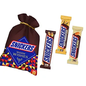 Snickers Potli Chocolates Gift Pack (4 Peanut Bars 3 Almond Bars & 3 Butterscotch Bars) 430g