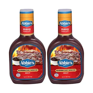 Abbie's BBQ Sauce Hot 1020 g (510 g X 2 units) Product of USA Perfect on the barbeque grill l Enjoy with Grilled Vegetables & honey glazed meats| Add to pizza sauce for smoky zing| Mix with Mozzarella cheese onto your Pizza Base