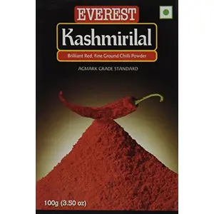 Everest Kashmiri Lal Ground Spice Used in Dishes for Its Hot Taste and Reddish Color (Box 100 Gms)