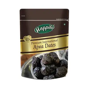 Happilo Premium International Ajwa Dates 500 g | 100% Naturally Dried Khajur | No Preservatives Fresh & Soft Dates with Natural Sweetness | Gluten Free | Non GMO | Gourmet Super Jumbo Khajoor