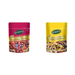 Happilo Premium International Super Mix Berries 200g + Happilo Premium International Trail Mix 200g