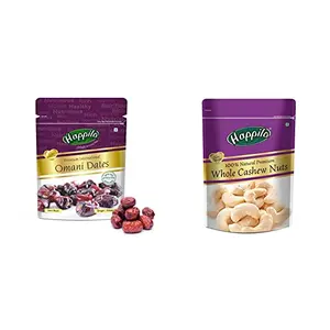 Happilo Premium International Omani Dates 250g (Pack of 1) and Happilo 100% Natural Premium Whole Cashews 200g