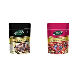 Happilo Premium International Queen Kalmi Dates 200g + Happilo Premium International Super Mix Berries 200g