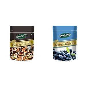 Happilo Premium International Healthy Nutmix 200g & Premium Dried Californian Blueberries 150 g (Pack of 1)