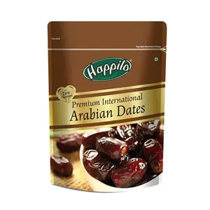 Happilo Premium Arabian Dates Pouch 500 g | Arab Khajur or Khajoor | 100% Naturally Dried Dates | No added Preservatives | Vitamins & Minerals Rich | Vegan & Gluten Free