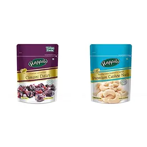 Happilo Premium International Omani Dates Value Pack Pouch 680g &  Premium Roasted and Salted Cashews 200g