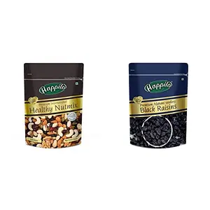Happilo Premium International Healthy Nutmix 200g & Premium Afghani Seedless Black Raisins 250g