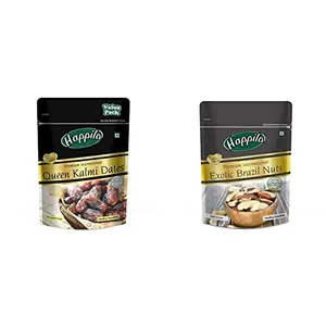 Happilo Premium International Queen Kalmi Dates 350g & Soft Dry Fruit with Natural Sweetness & Premium International Exotic Brazil Nuts 150g Amazon/Brazilian Nut without Shell 150 g (Pack of 1)
