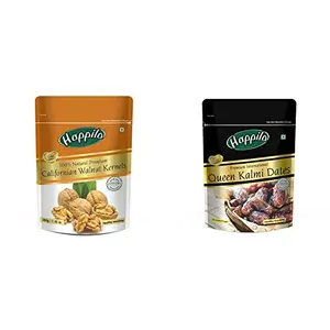 Happilo Premium 100% Natural Californian Walnut KernelsDried200g & Premium International fresh Queen Kalmi Dates 200gm