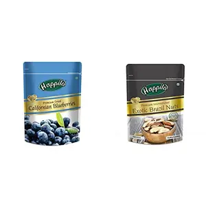 Happilo Premium Dried Californian Blueberries 150 g (Pack of 1) & Premium International Exotic Brazil Nuts 150g Amazon/Brazilian Nut without Shell Healthy Crunchy Protein Snack 150 g (Pack of 1)