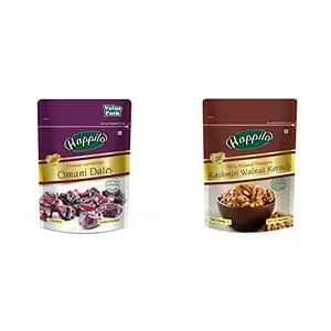 Happilo Premium International Omani Dates Value Pack Pouch 680g &  Premium 100% Natural Kashmiri Walnuts Kernels 200g Dry Fruits