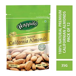 Happilo Premium 100% Natural Californian Almonds 35g (Pack of 12)