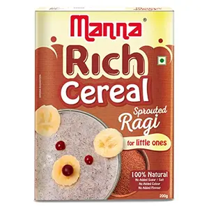 Manna Sprouted Ragi 200g | Baby Cereal | Baby Food | 100% Natural Health Mix | No Added Colour Flavour Additives