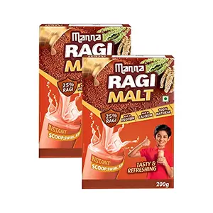 Manna Ragi Malt Health Drink 400g (200g x 2 Packs) | Rich in Protein Calcium | 100% Natural Health Drink | Kids Health Drink