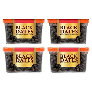 Manna Black Dates 720g - Premium imported black dates. 100% Natural. Rich in Iron Fibre & Vitamins (180g x 4 Packs) | Khajoor | Khajur