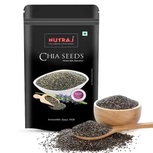 Nutraj 100% Natural Raw Chia Seeds 200g| Premium Chia Seeds for Weight Loss | Diet Food Healthy Snacks Chia Seeds Rich in Antioxidants Omega 3 Fatty Acids and Fiber