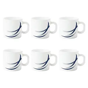 Larah by Borosil Indigo Stella Opalware Mug Set 6-Pieces White