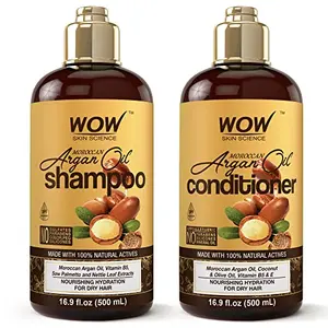 WOW Skin Science Moroccan Argan Oil Shampoo and Conditioner Set - Moroccan Oil Shampoo & Conditioner Set Sulfate Free - Shampoo & Conditioner Set for Color Treated Hair - Natural Shampoo & Conditioner