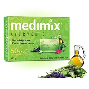 Medimix Herbal Handmade Ayurvedic Soap with Natural Glycerine With Lakshadi Oil for Dry Skin Pack of 5 (5 x 125 g)