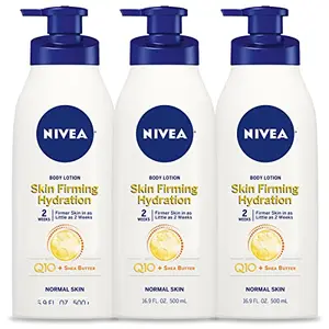 NIVEA Skin Firming Hydration Body Lotion with Q10 and Shea Butter 16.9 Fl Oz Pump Bottle pack of 3