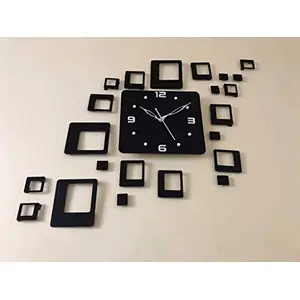 VIBRAT Fancy Design Square Shape Light Weight Wall Clock with 3 mm Acrylic Mirror Finishing for Home Decor