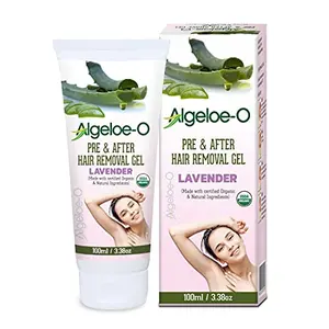 ALGELOE-O Gel Pre & After Hair Removal/Waxing Gel For Women- 100ml | 100% Pure Natural And Organic (Lavender)