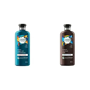 Herbal Essences Argan Oil of Morocco CONDITIONER- For Hair Repair and No Frizz- No Paraben No Color & Herbal Essences Coconut Milk CONDITIONER- For Hydration- No Paraben No Colorants No Gluten 400 M