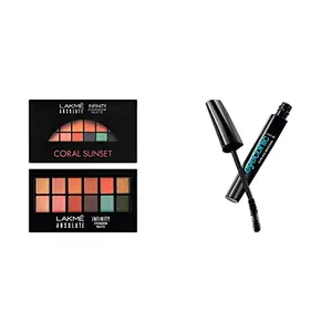 Lakme Absolute Infinity Eye Shadow Palette Coral Sunset 12 g and Eyeconic Lash Curling Mascara Black 9ml