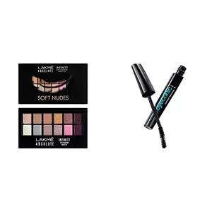 Lakme Absolute Infinity Eye Shadow Palette Soft Nudes 12 g and Eyeconic Lash Curling Mascara Black 9ml