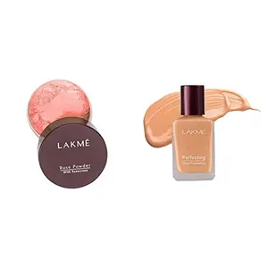 Lakme  Rose Face Powder Warm Pink 40g And Lakme  Perfecting Liquid Foundation Shell 27ml