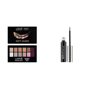 Lakme Absolute Infinity Eye Shadow Palette Soft Nudes 12 g and Absolute Shine Liquid Eye Liner Black 4.5ml