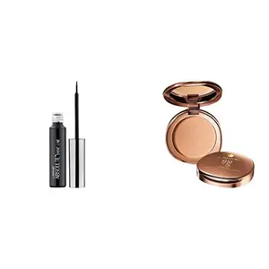 Lakme Absolute Shine Liquid Eye Liner Black 4.5ml And Lakme 9 to 5 Flawless Matte Complexion Compact Melon 8g