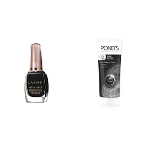 Lakme Insta Eye Liner Black 9ml And Pond's Pure White Anti Pollution With Activated Charcoal Facewash 100g