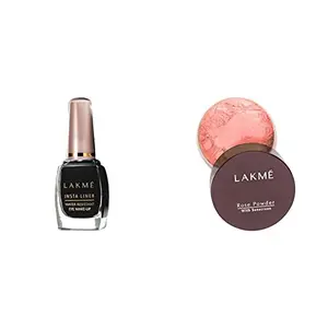Lakme Insta Eye Liner Black 9ml And Lakme Rose Face Powder Warm Pink 40g