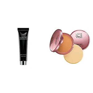 Lakme Absolute Blur Perfect Makeup Primer 30g And Lakme 9 to 5 Primer with Matte Powder Foundation Compact Silky Golden 9g