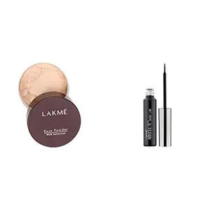Lakme Rose Face Powder Soft Pink 40g And Lakme Absolute Shine Liquid Eye Liner Black 4.5ml