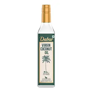 Dabur 100% Natural Cold Pressed Virgin Coconut Oil | Unrefined No Trans Fat 60% MCT | Anti-spillage bottle - 500ml