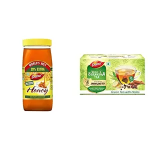 Dabur Honey - World's No. 1 Honey Brand - 1 kg ( Get 20% Extra) & DABUR Vedic Suraksha Green Tea Bag 25