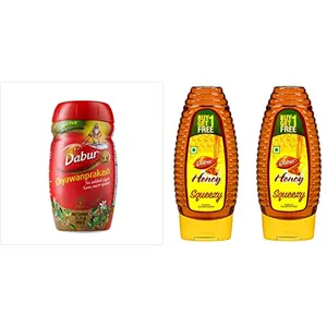 Dabur Chyawanprakash sugar free 500 g & Dabur Honey World's No.1 Honey Brand Squeezy pack 400 gm (Buy 1 Get 1 Free)