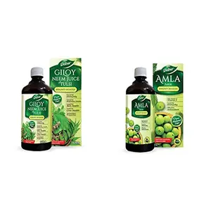 Dabur Giloy Neem Juice with Tulsi -1 L & Dabur Amla Ayurvedic Juice: 100% Ayurvedic Health Juice - 1L