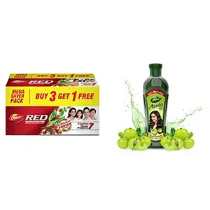 Dabur Red Paste 600g (Buy 3 Get 1 Free) & Dabur Amla Hair Oil For Strong Long and Thick Hair 450ml