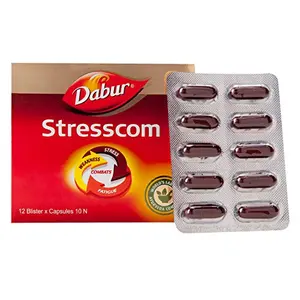 Dabur Stresscom Ashwagandha 12 Strips X 10 Capsules -Pack of 1