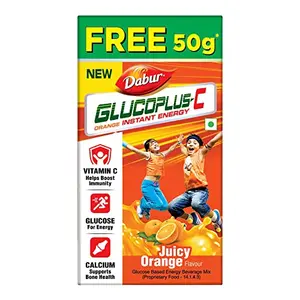 Dabur GlucoPlus C Orange Instant Energy Boost 200g Get 50g Free